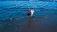 航拍东海岛龙海天沙滩