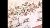 章怀太子墓, 狩猎出行图 (局部)
