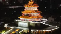 咸阳清渭楼夜色迷人，只是可惜没有知名度文学作品支撑，否则可以跻身古代四大名楼。