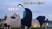 成都都江堰仰天窝广场上，有一只看手机的大熊猫，看的啥这么入迷