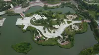 航拍唐山南湖公园
