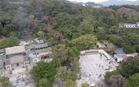航拍惠州博罗罗浮山脚下冲虚观、东江纵队纪念馆、白莲湖