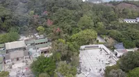 航拍惠州博罗罗浮山脚下冲虚观、东江纵队纪念馆、白莲湖