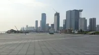 大连东港音乐喷泉广场，大连的海边不一样的美