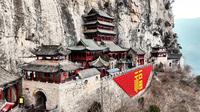 航拍河北邯郸市涉县娲皇宫，国家5A景区，据说是女娲娘娘炼石补天的地方