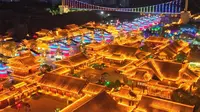 山东东平东平湖景区｜大宋不夜城全景航拍一镜到底，带你沉浸式赏古城夜景