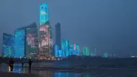 是青岛第三海水浴场灯光秀！我超爱的！4K完整版