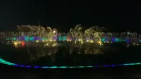 青岛石老人海滩音乐喷泉