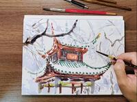 长沙爱晚亭雪景