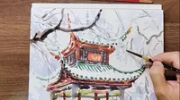 长沙爱晚亭雪景