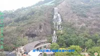 航拍家乡台州，白云山上白云阁，山脚瀑布飞流直下，就是这山... 这样挖开了 就放着？