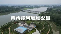 青州弥河湿地公园航拍