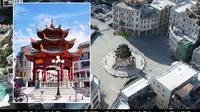 空中巡游汕头小公园街区的历史建筑