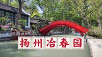 扬州冶春园，繁华都市的一抹净土，飞跃水面的红桥真的太美了
