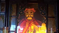 世界遗产青城山：天师洞 青城山主要道观 隋代石刻的张天师像