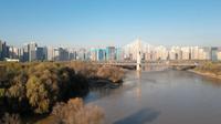 兰州黄河楼银滩湿地公园航拍