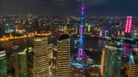 金茂大厦88层观光厅俯瞰夜上海