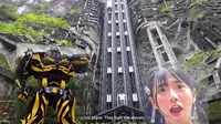 企鹅妹游武隆天生三桥 绝美风景有被震惊到 表示这才是悟空住的地方 33岁的jinny站在数百万年形成的岩石风景下 感觉自己都变年轻了