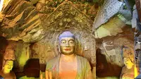 世界遗产彬县大佛寺：大佛窟 高20米的阿弥陀佛