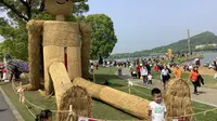 上海月湖雕塑公园春游季•巨型花艺王国•稻草编织