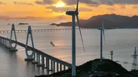 马目山风车营地。航拍。