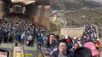 不到长城非好汉！北京八达岭长城人山人海， 游客：都快赶上春运了