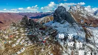 航拍西藏最难到达古寺庙-孜珠寺全景，天空圣境：神圣-惊险-魔幻
