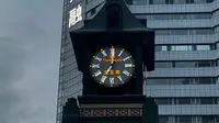 哈尔滨市防洪纪念塔首末站钟楼19点报时