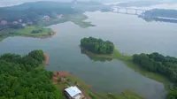 航拍三湘四水水府庙水库