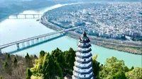 中国四大古城之一四川阆中古城 白塔公园观景台 向您展示绝美的自然风光。