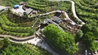 航拍麻阳县隆家堡霞飞云果园。