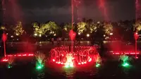 武汉汉口江滩公园水池树阵音乐喷泉