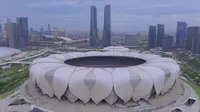 航拍浙江杭州奥体中心体育场