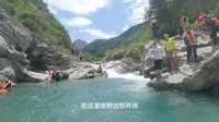 贵州遵义桐梓，水银河徒步溯溪，耍水，深潭潜水，户外活动