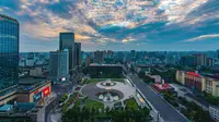 【成都延时摄影】绚丽夕阳下的天府广场——成都中心八卦太极4K