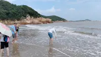 朱家尖樟州渔村沙滩