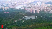 航拍晋江灵源山下建筑林立之美