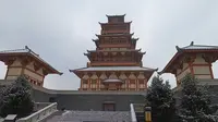 宝鸡地标建筑石鼓阁，修建在石鼓山山顶是发现国宝陈仓石鼓的地方