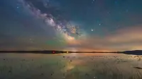 内蒙古 上都湖 星空银河星轨 日落延时航拍