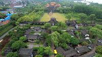 4A风景区无锡阳山桃花源景区观音殿航拍4K