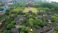 4A风景区无锡阳山桃花源景区观音殿航拍4K