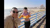 惠安女风情园。妮妮体验一下惠安女服饰