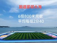 在这种跑道跑步你喜欢吗？威海至海港湾跑道面朝大海，包括足球场，塑胶跑道和篮球场，在海风吹拂下跑6组800米间歇。一边享受海景一边伴随着海风跑步，爽！