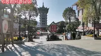 实拍江西鹰潭龙虎山古越水街，这是一条非常有文化感的小吃街