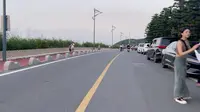 平潭长江澳的停车队伍很长很长