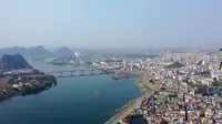 航拍广西武宣县城江景新区，大藤峡蓄水后景色优美如画