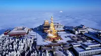 峨眉山云海日落与金顶星空
