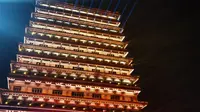 河南焦作“南水北调第一楼”灯光秀