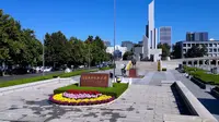 航拍石家庄解放纪念碑