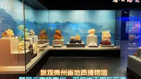 参观贵州省地质博物馆，展厅三富饶贵州，沉积岩王国矿石美